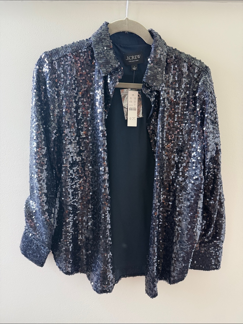 J. Crew Navy Sequin Button-Down Shirt